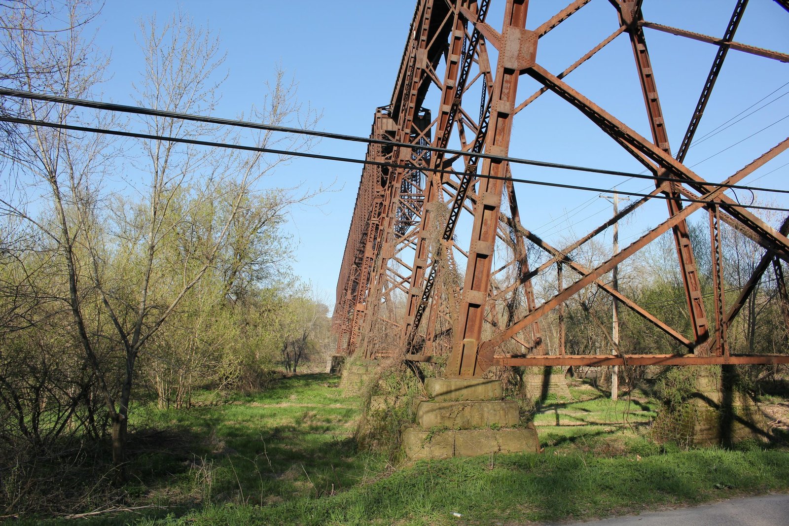 Looking east towards truss spans